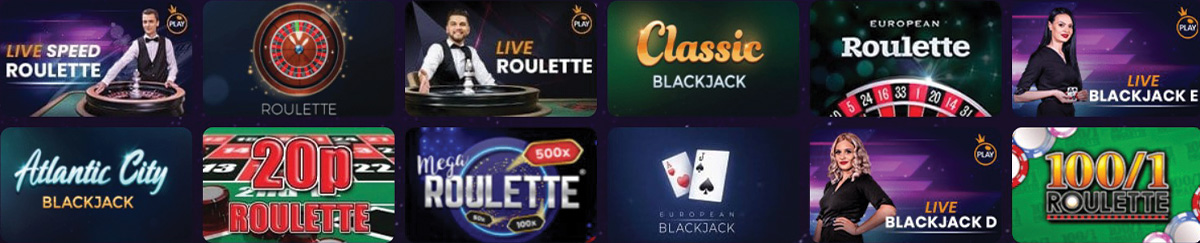 The Table Games Catalogue in Mega Reel Casino