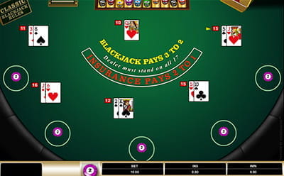 Gameplay of the Multihand Blackjack by Microgaming