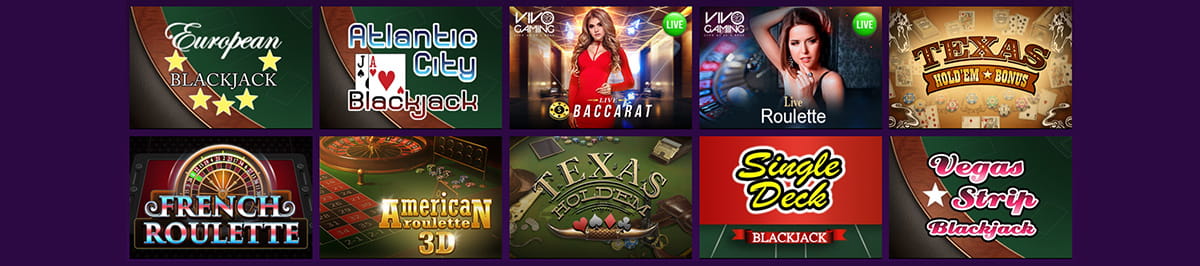 Selection of Table Games at MrJackVegas Casino
