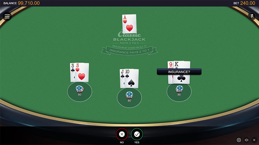 Multihand Blackjack gameplay screenshot