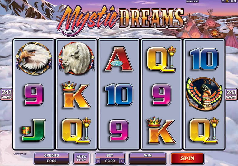 Mystic Dreams Slot Play Area with Bison and Indian Chief