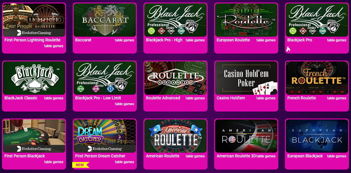 Table Games Availability at No Bonus Casino