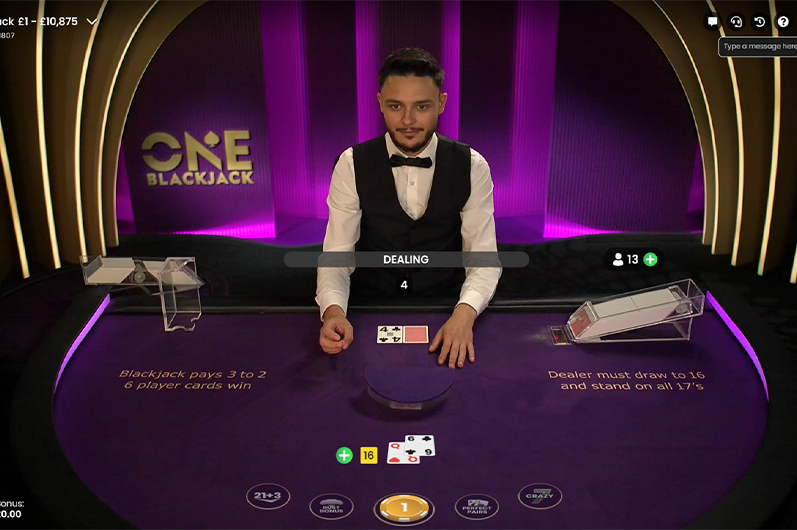 Screenshot from a Session at the One Blackjack Table