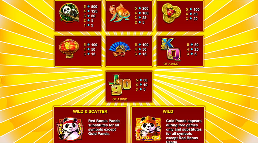 The Paytable of Panda Pow Online Slot