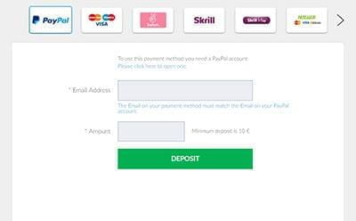 PayPal option being chosen from a range of payment methods. 