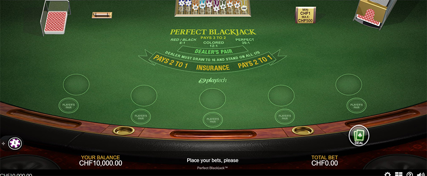 Perfect Blackjack table view