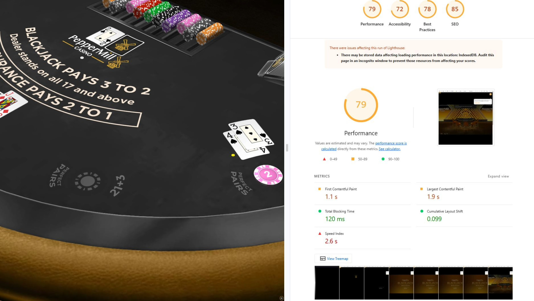 First-person view of a blackjack game table, representing BestCasinoSites.net reviews of online casinos and blackjack sites