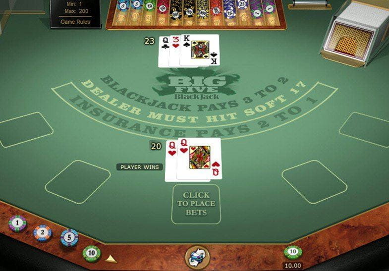 Playing Big Five Gold Blackjack in Demo Mode