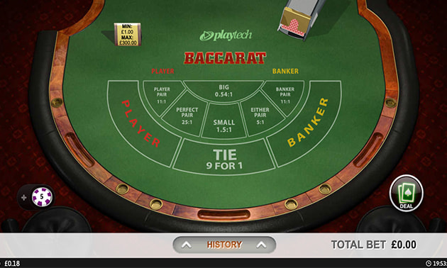 RNG Baccarat online casino game with virtual betting table