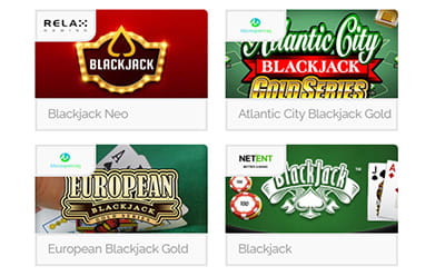 Playzee Casino Mobile Blackjack Selection
