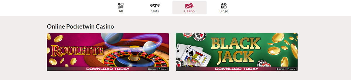 Selection of Table Games at PocketWin Casino