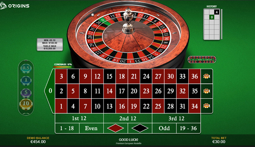 Premium European Roulette gameplay screenshot