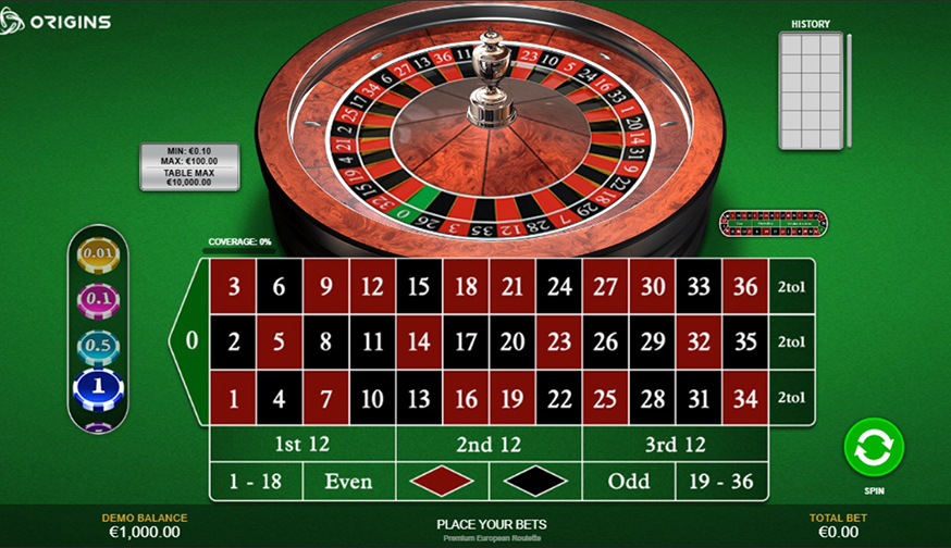 Premium European Roulette table view