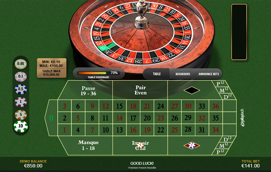 Premium French Roulette gameplay screenshot