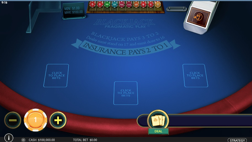 Progressive Blackjack table view