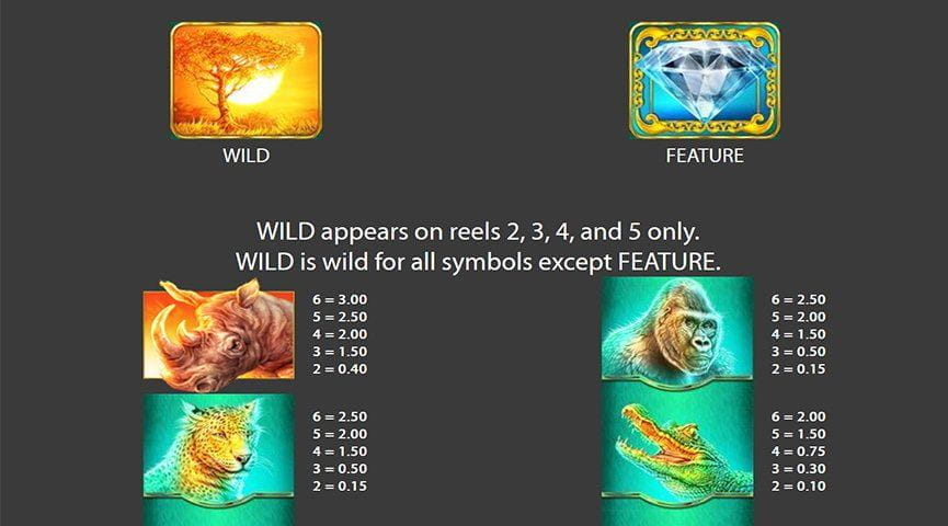 Screenshot of the Paytable of Raging Rhino Slot