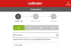 Registration screen from ladbrokes.com