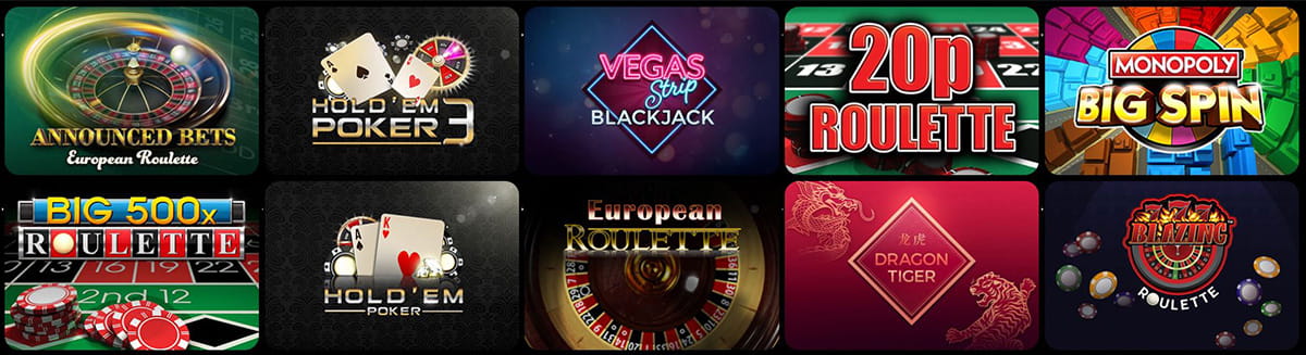 The Table Games Catalogue in RhCasino