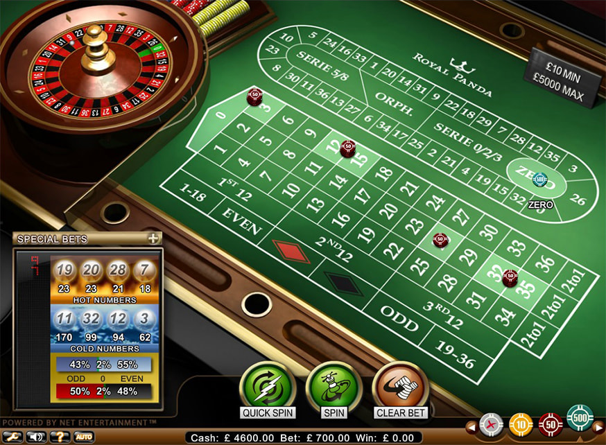 Roulette Professional Series table view