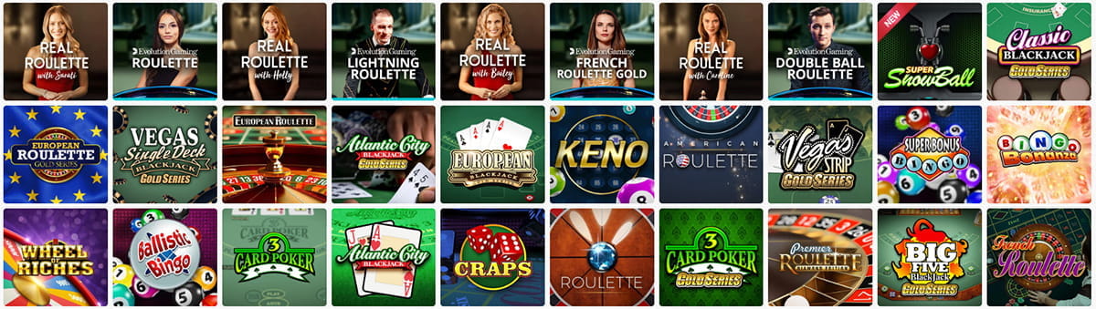 Table Games Catalogue in Ruby Fortune Casino