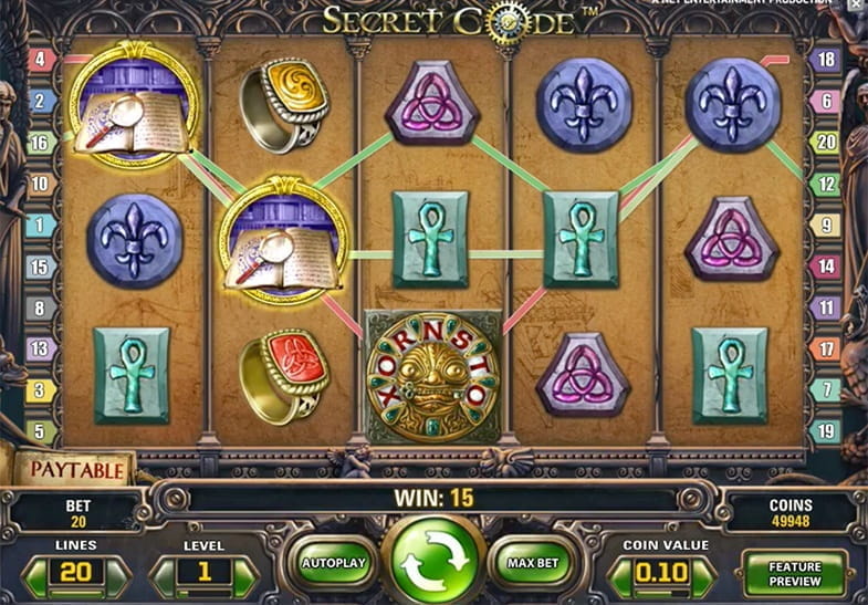 Free demo of the Secret Code Slot game