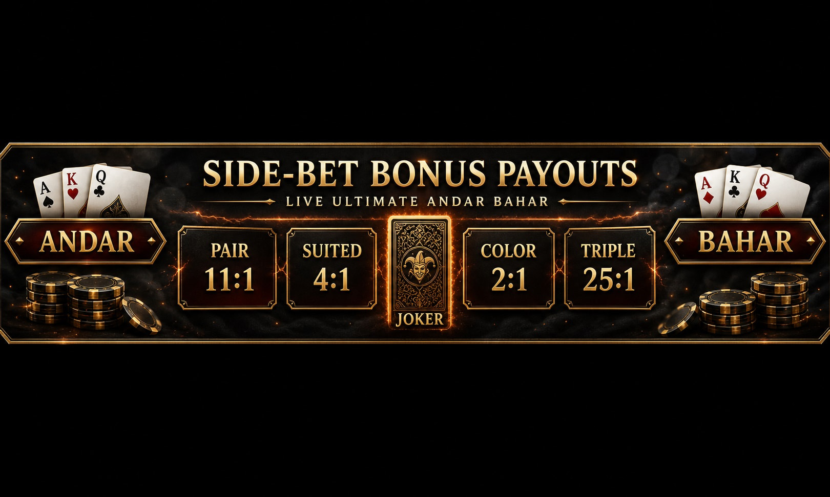 Andar Bahar feature with bonus side-bet payouts