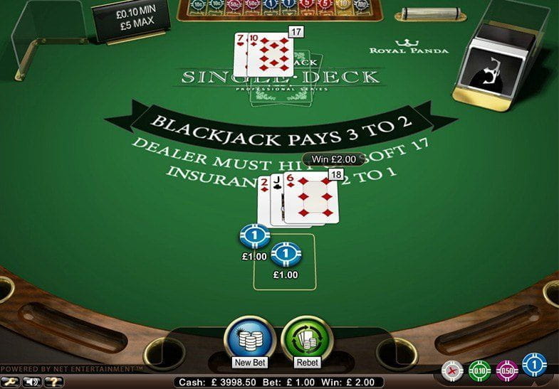 Single Deck Blackjack Professional Play Free Demo