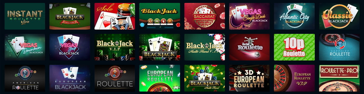 Table Games Catalogue in Slotzo Casino