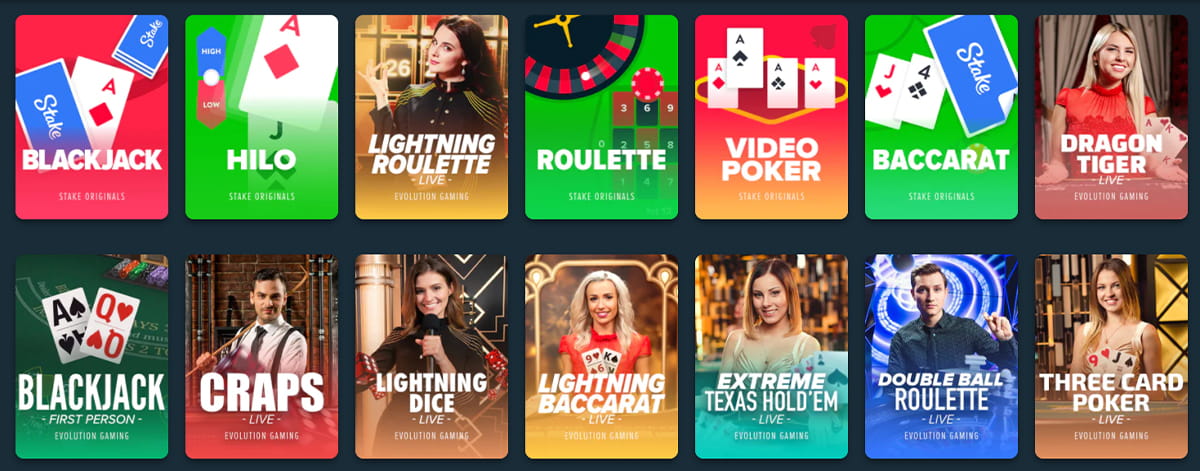 The Table Games Catalogue at Stake Casino