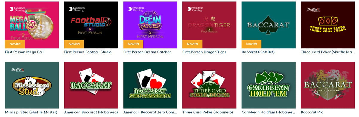 The Table Games Catalogue in StarCasino