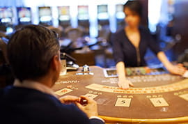 Blackjack Player Makes a Bet