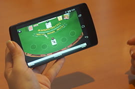 Player Bets on a Mobile Blackjack Game