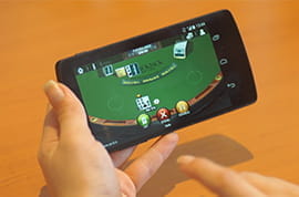 Player Hands with a Mobile Blackjack