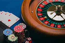 Roulette Wheel, Cards and Chips - Casino Items
