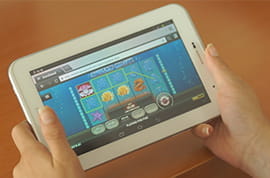 White Tablet with an Online Slot Machine