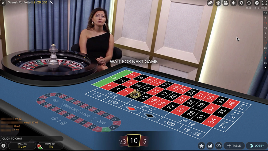 Svensk Roulette table view
