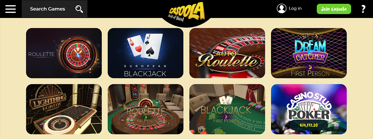 A List of Table Games Offered at Casoola