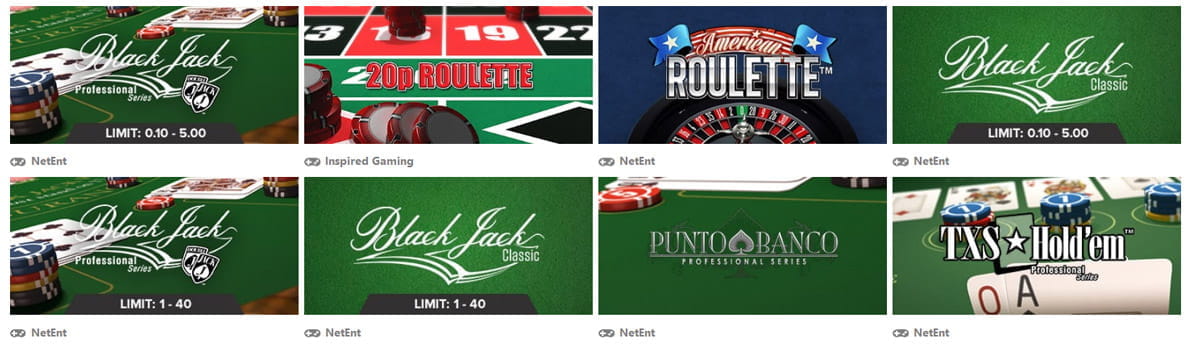 The Table Games Catalogue in CoinFalls Casino