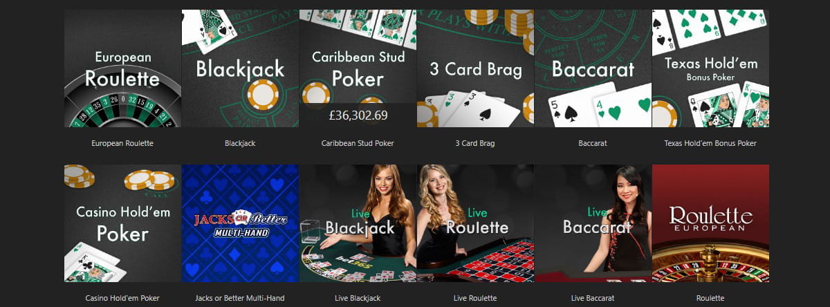 The Table Games Selection at Bet365 Casino