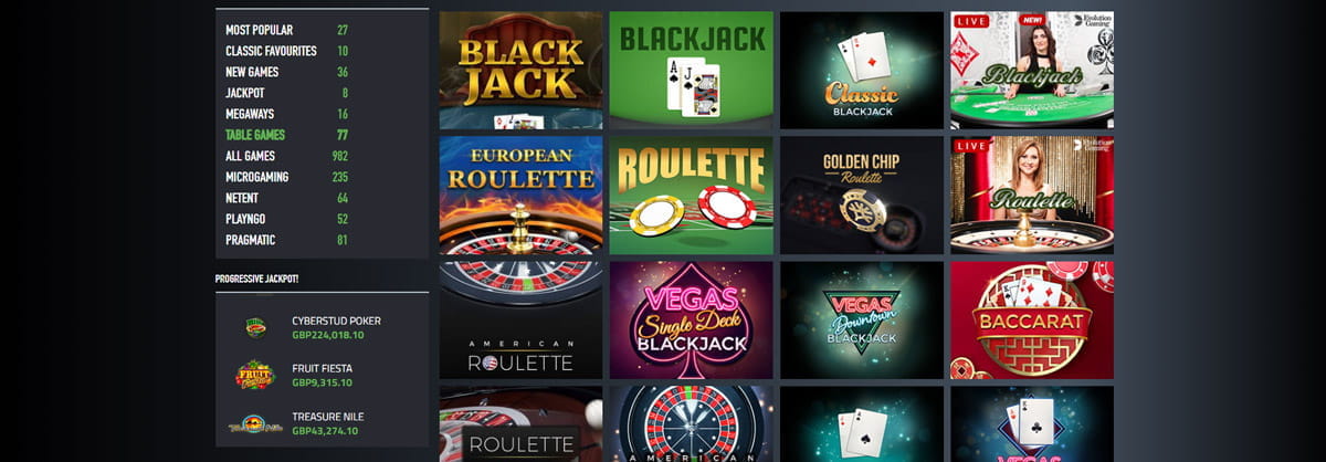 Large Selection of Table Games at FansBet Casino