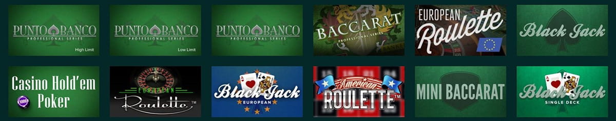 Temple Slots Table Games Selection