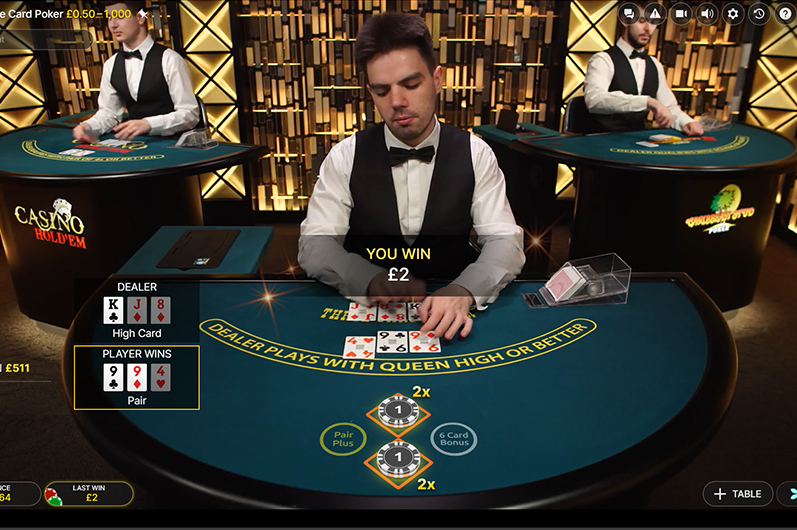 Screenshot from a Session at the Three Card Poker Table