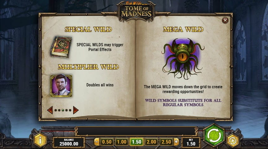 The Paytable of Tome of Madness Slot