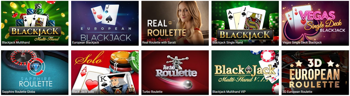 Table Games Catalogue at Trada Casino