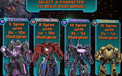 Transformers Free Spins Bonus