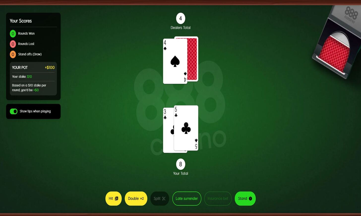 Blackjack Trainer tool with strategy charts and practice features