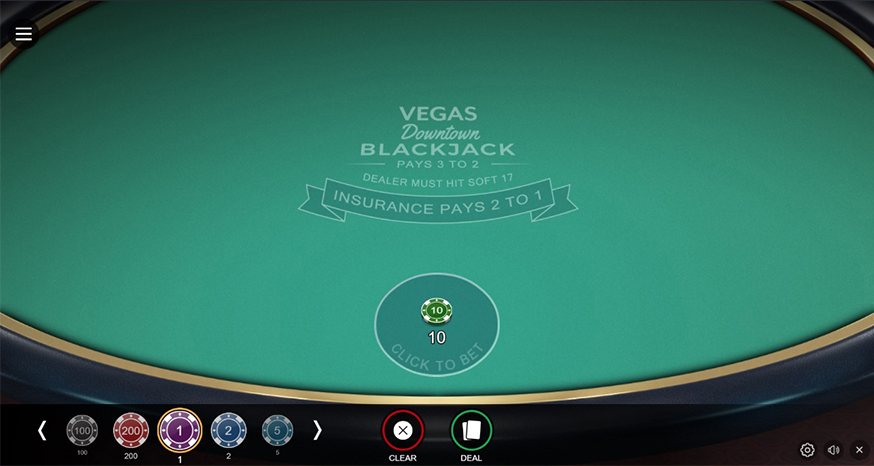 Vegas Downtown Blackjack table view