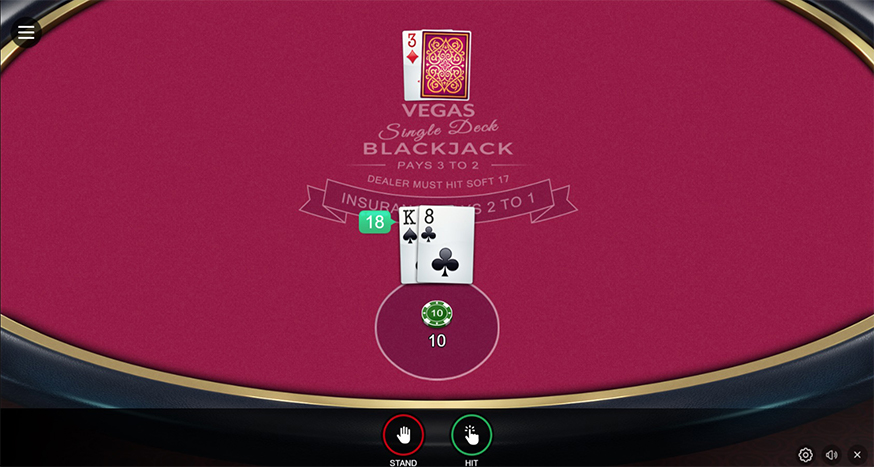 Vegas Single Deck Blackjack gameplay screenshot