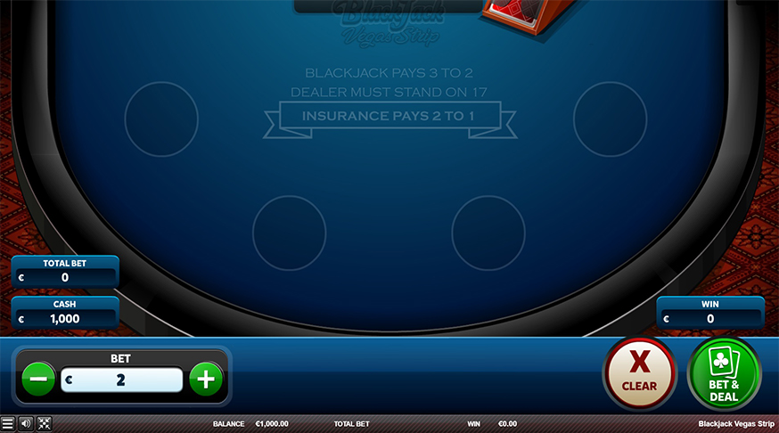 Vegas Strip Blackjack table view