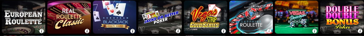 The Table Games Catalogue in Wicked jackpots